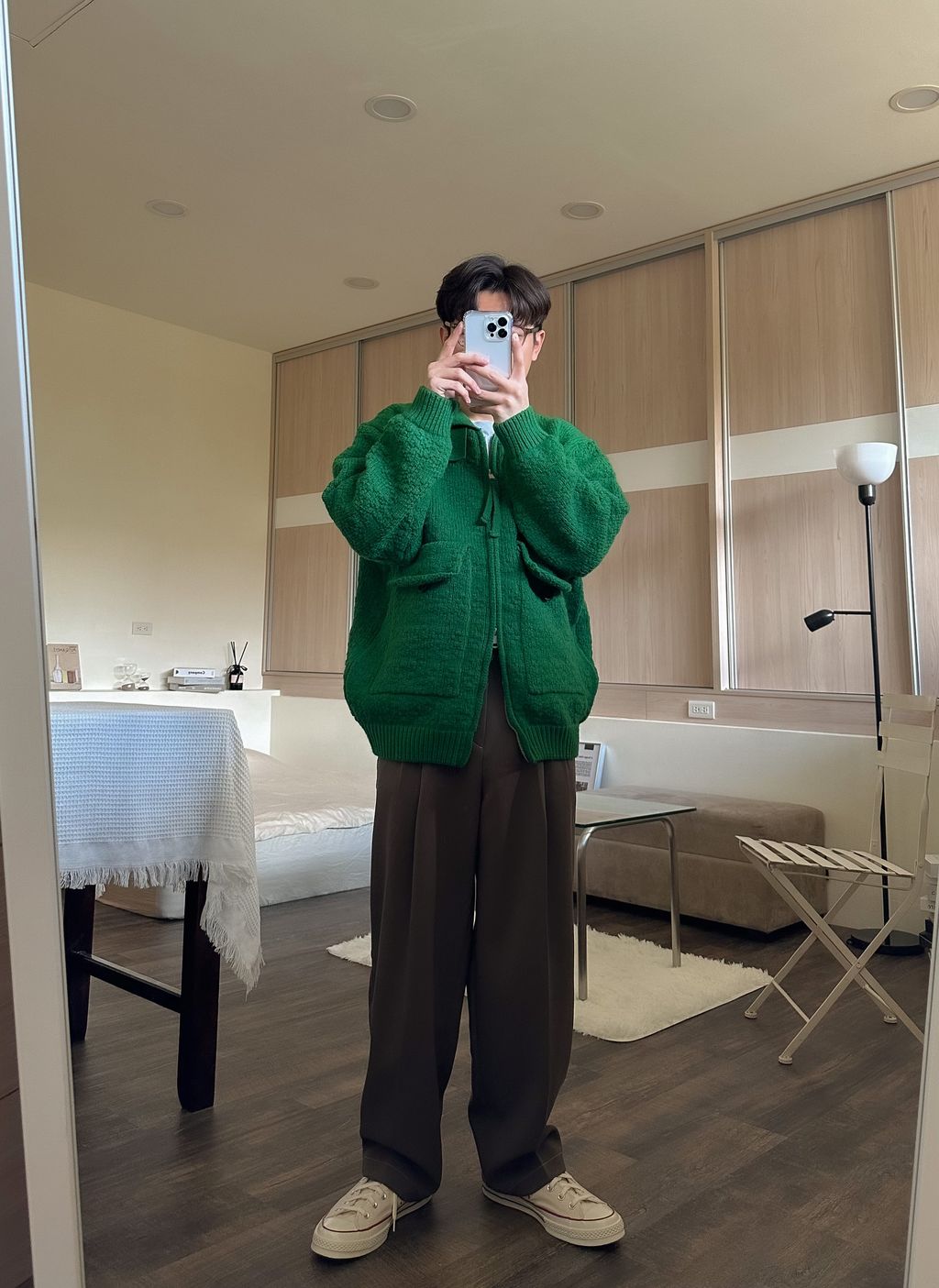 OPPAKOREA 車線兩褶休閒寬褲 (3色)