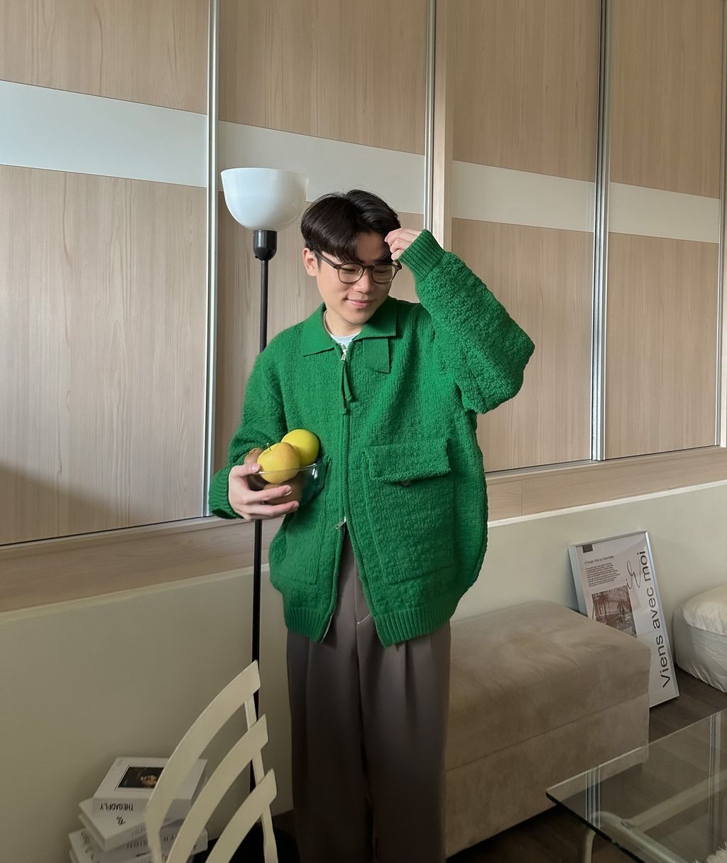 OPPAKOREA 車線兩褶休閒寬褲 (3色)