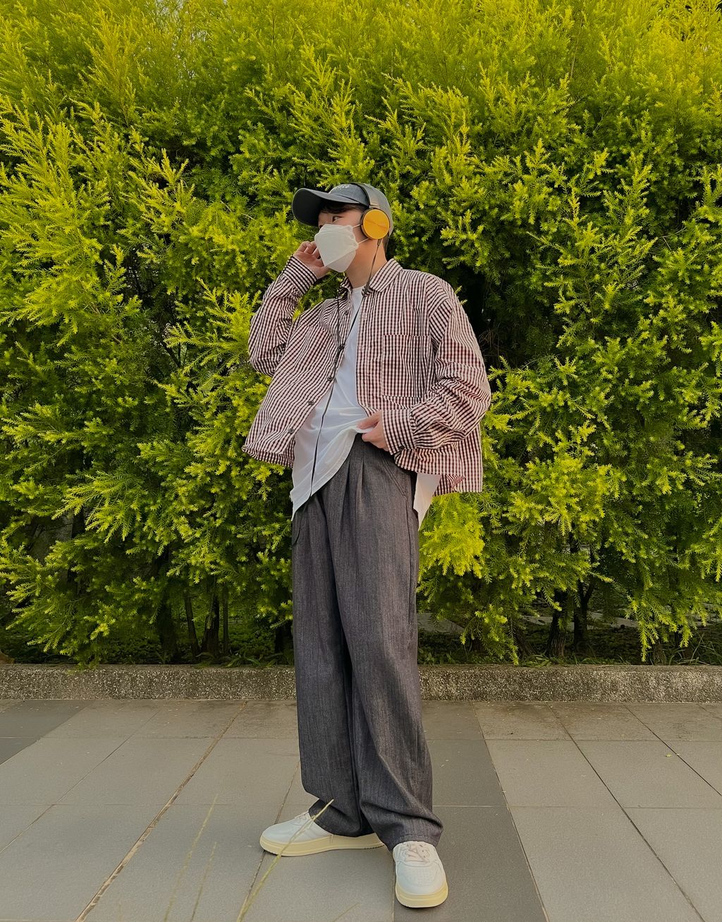 OPPAKOREA 細格機能雙口袋短版襯衫 (2色)