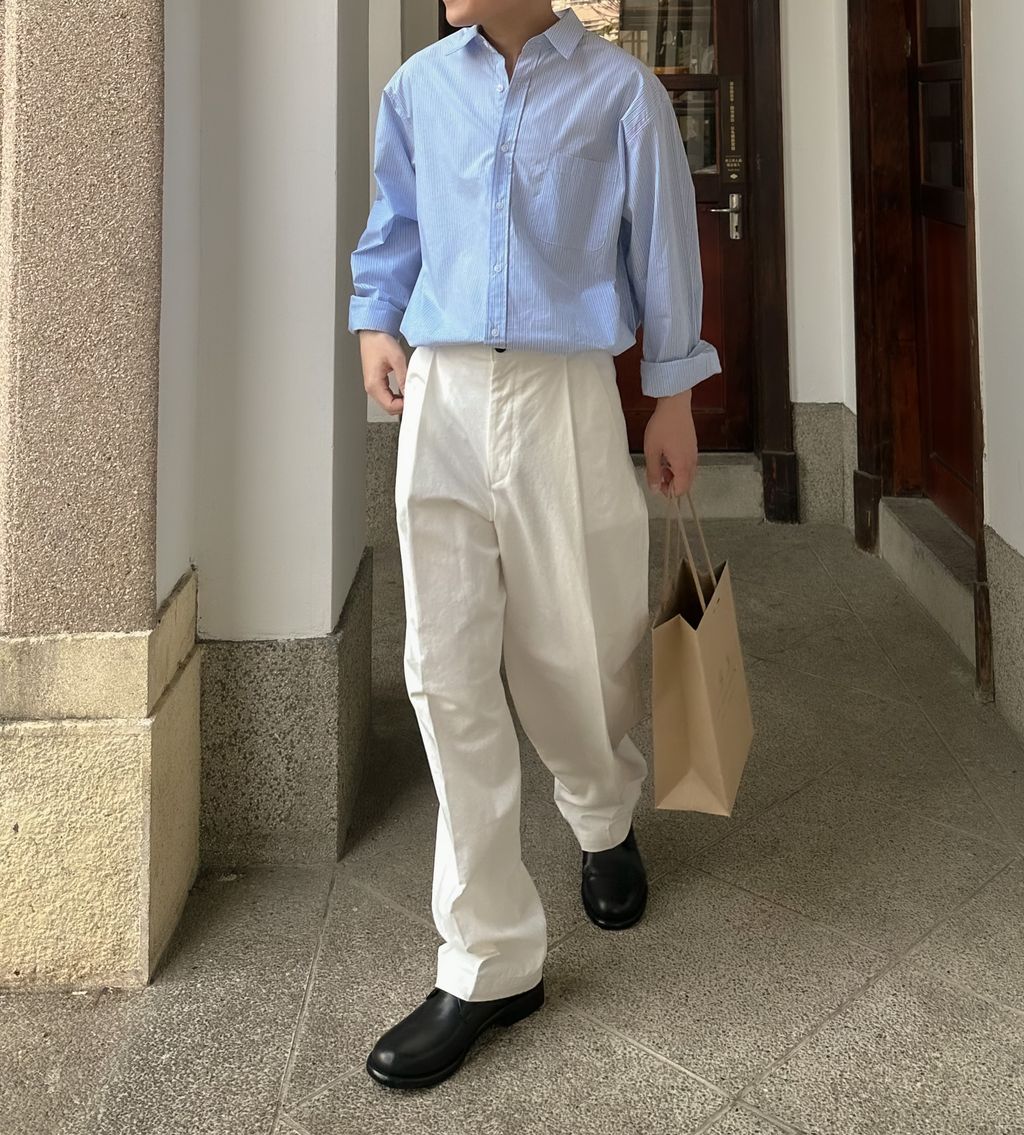 OPPAKOREA 大打褶棉質休閒寬褲 (4色) (日常推薦!!!)