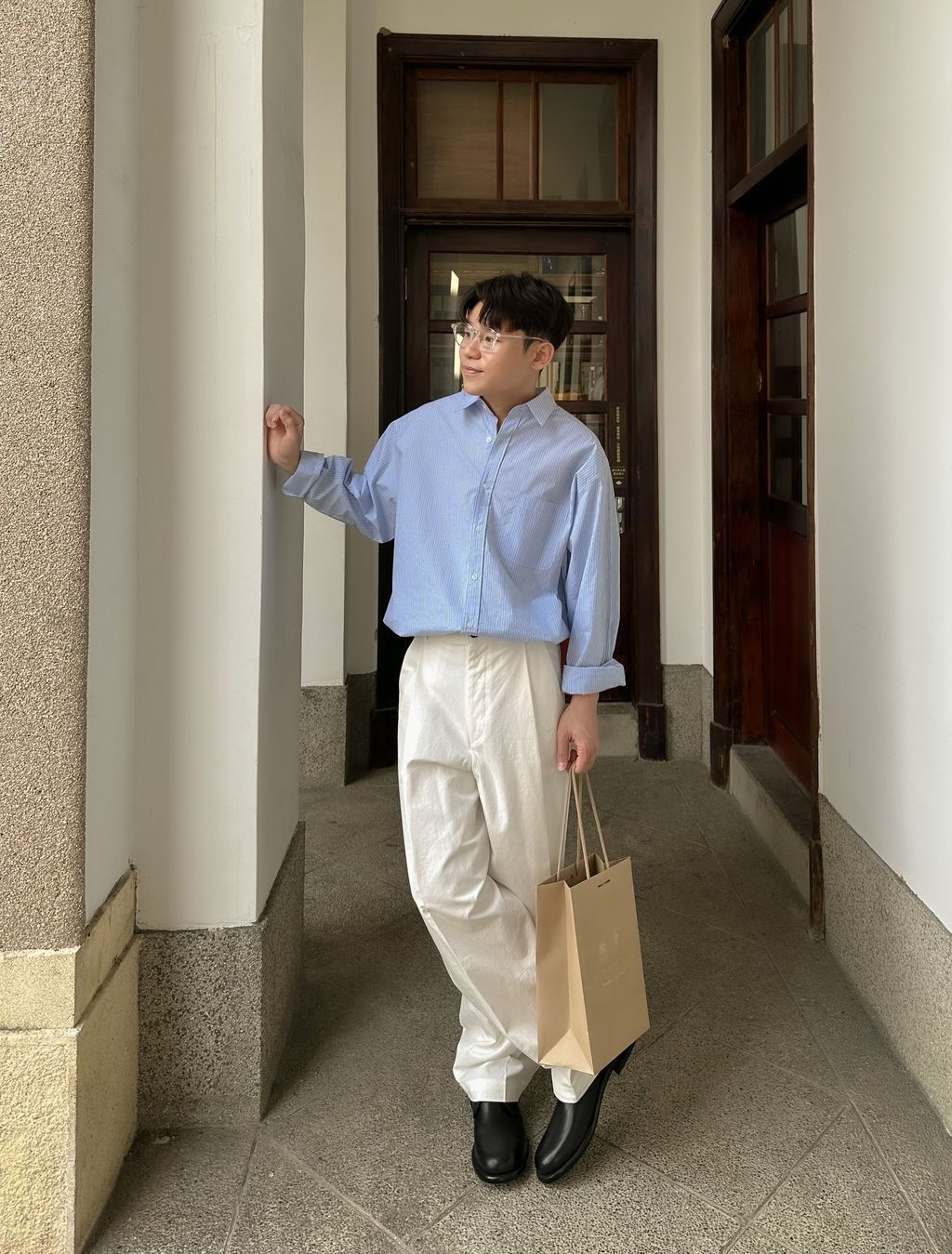 OPPAKOREA 大打褶棉質休閒寬褲 (4色) (日常推薦!!!)