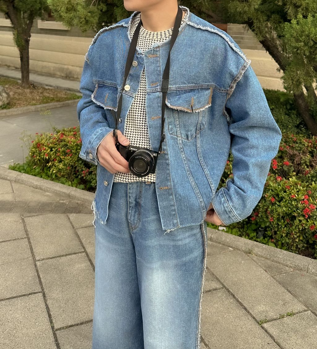 OPPAKOREA 不收邊水洗牛仔寬褲 (推薦單品!!!) (可搭配套裝)