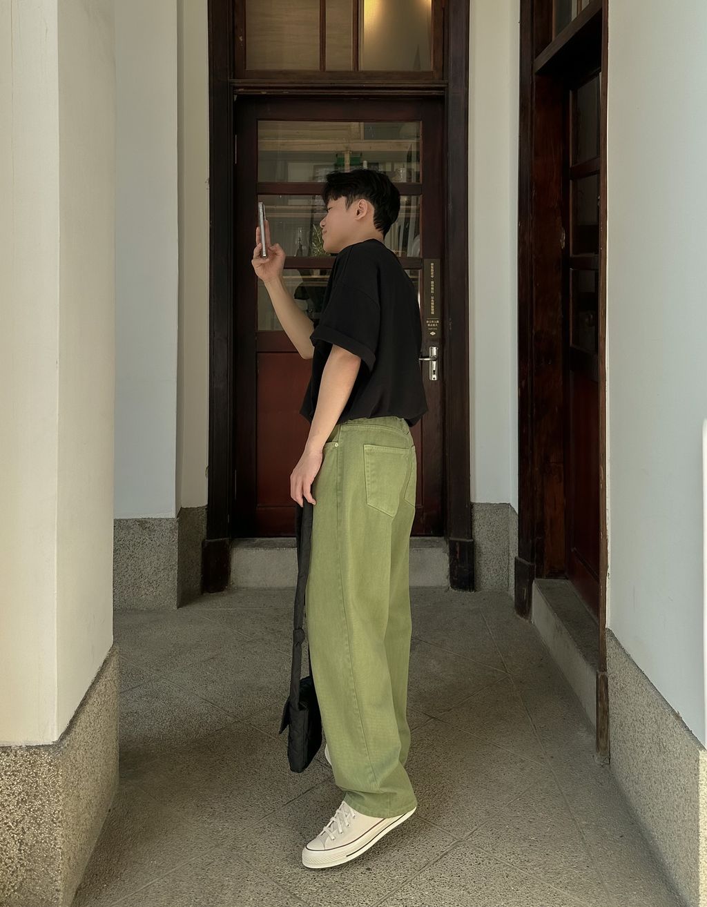 OPPAKOREA Penn 復古英字寬鬆短T (2色) (優質精梳棉材質)