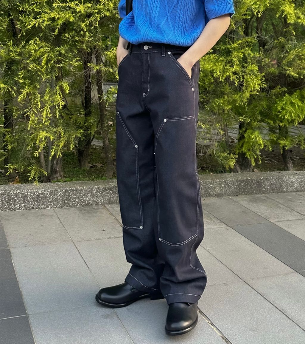 OPPAKOREA Y2K特殊車線牛仔寬褲 (2色) (無染色單寧)