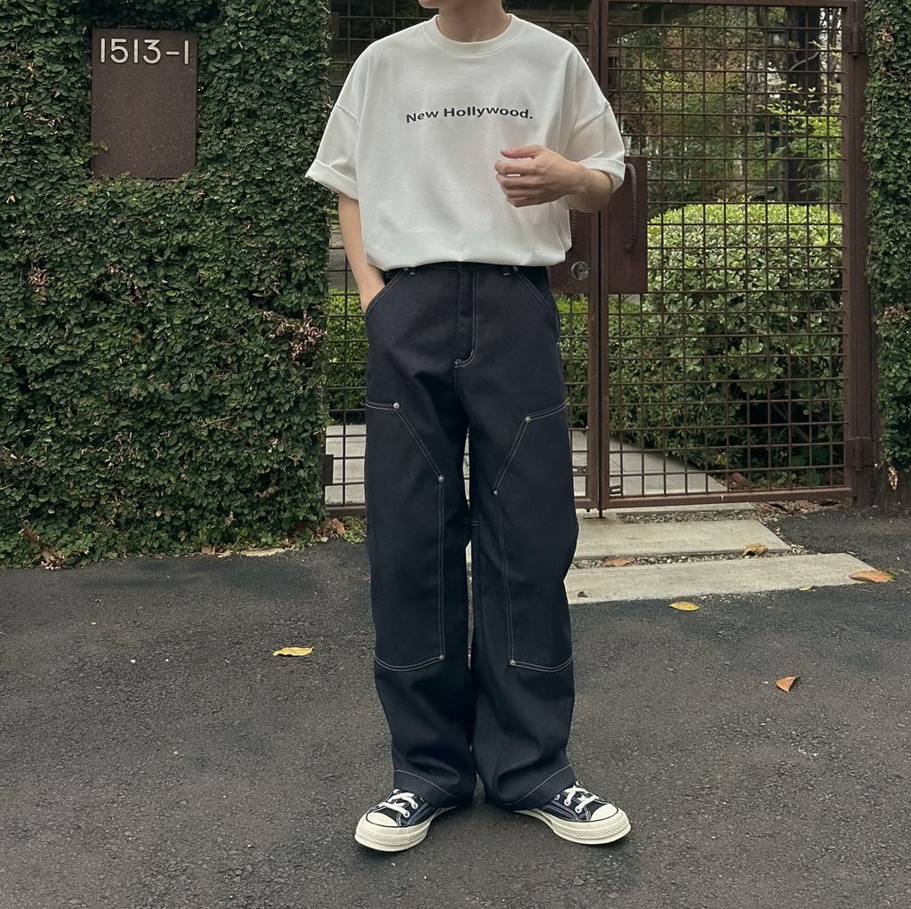 OPPAKOREA Y2K特殊車線牛仔寬褲 (2色) (無染色單寧)