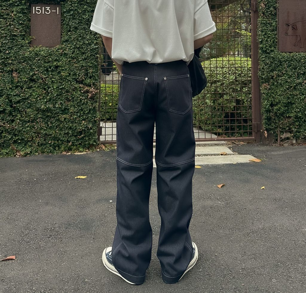 OPPAKOREA Y2K特殊車線牛仔寬褲 (2色) (無染色單寧)