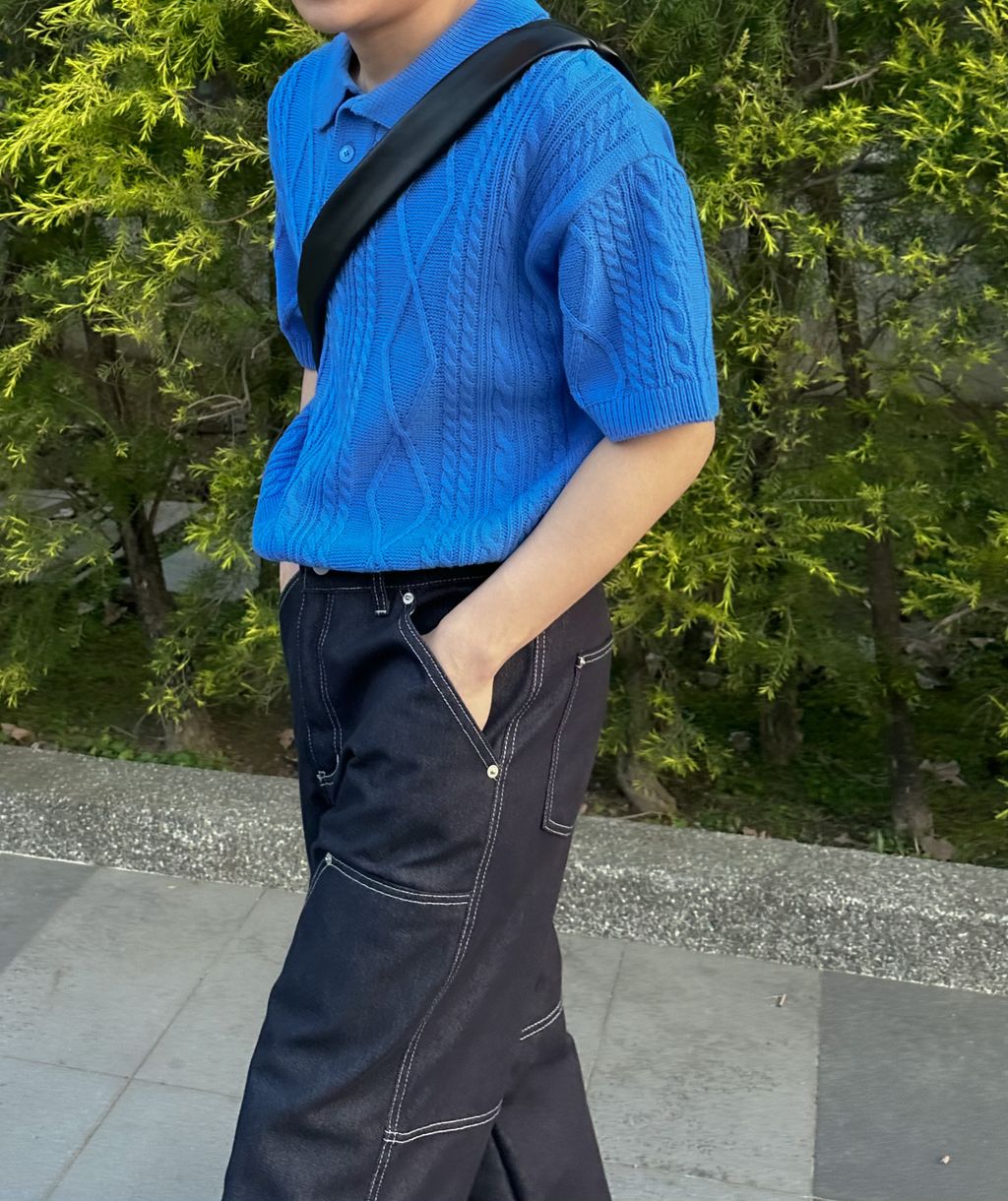 OPPAKOREA Fisher 翻領麻花針織短衫 (4色)
