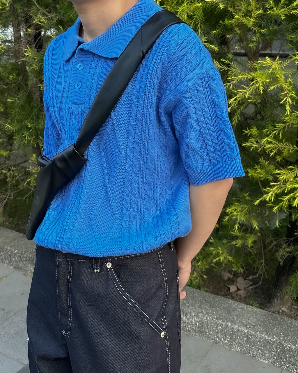 OPPAKOREA Fisher 翻領麻花針織短衫 (4色)