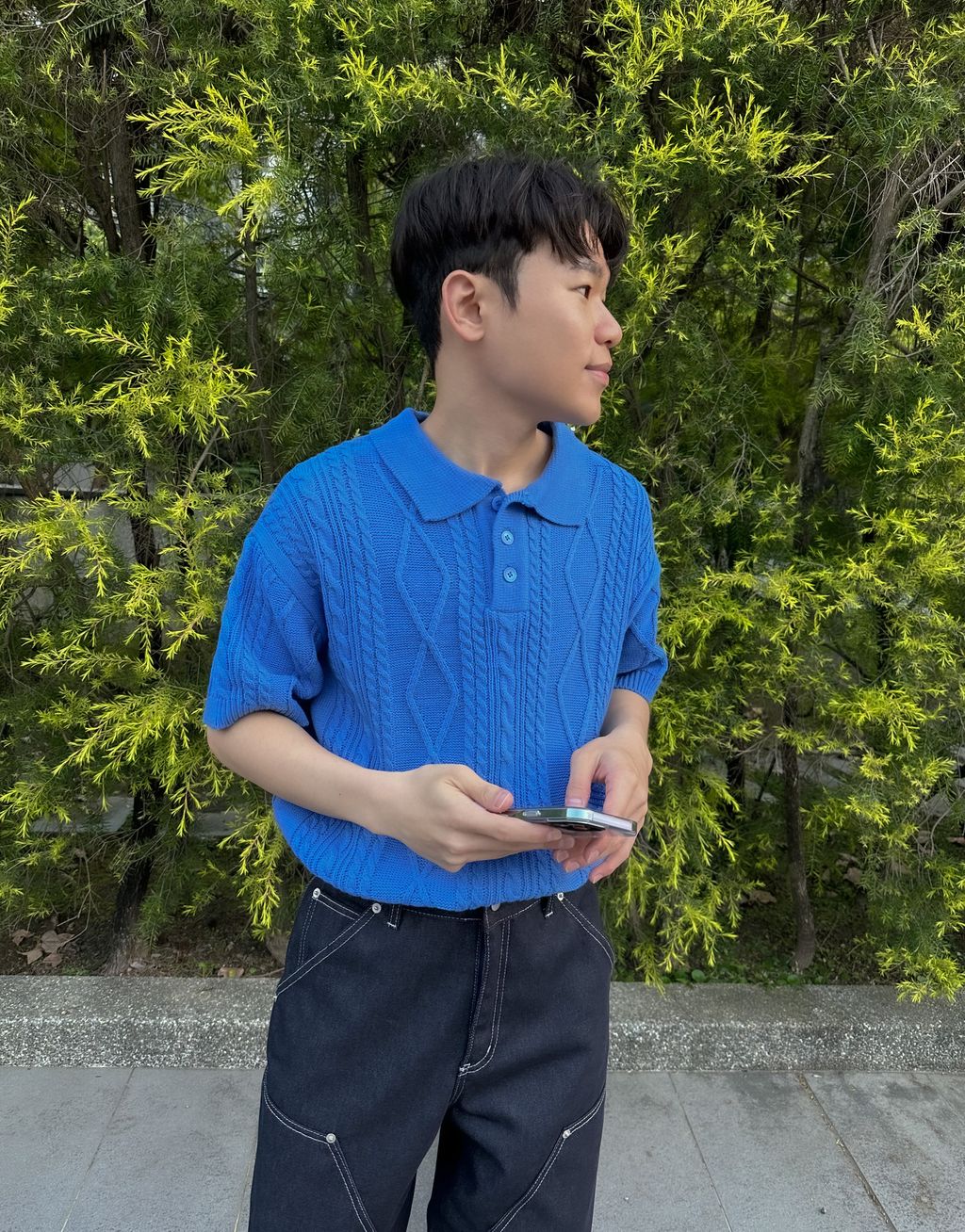 OPPAKOREA Fisher 翻領麻花針織短衫 (4色)