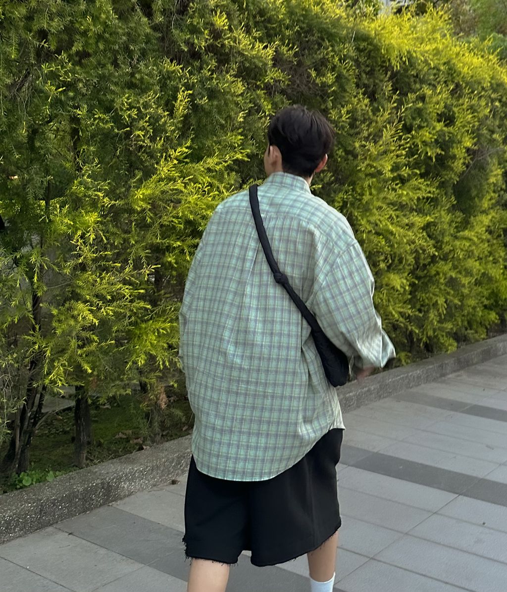 OPPAKOREA 格紋寬鬆棉質薄襯衫 (3色)