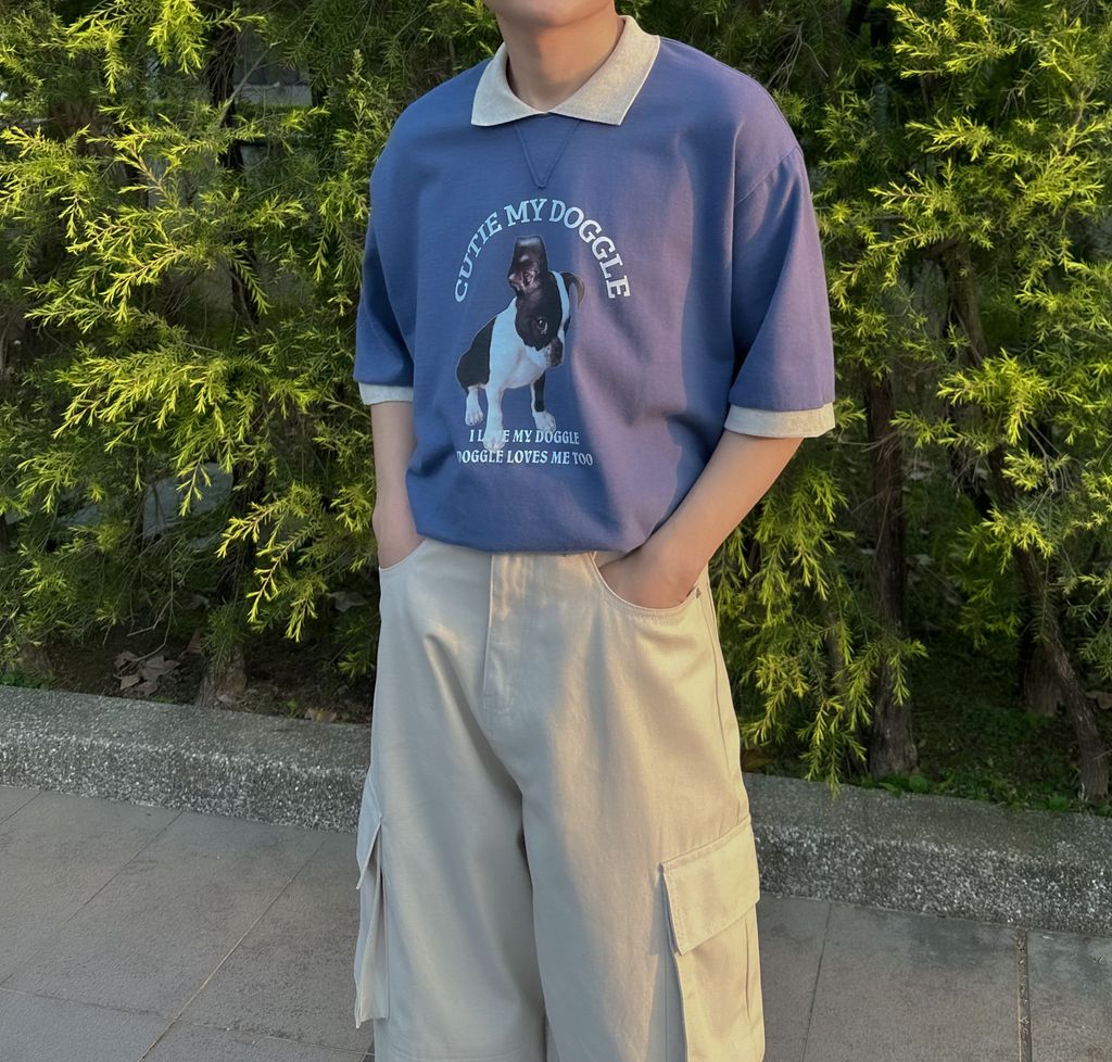 OPPAKOREA Cutie 翻領狗狗短T (3色)