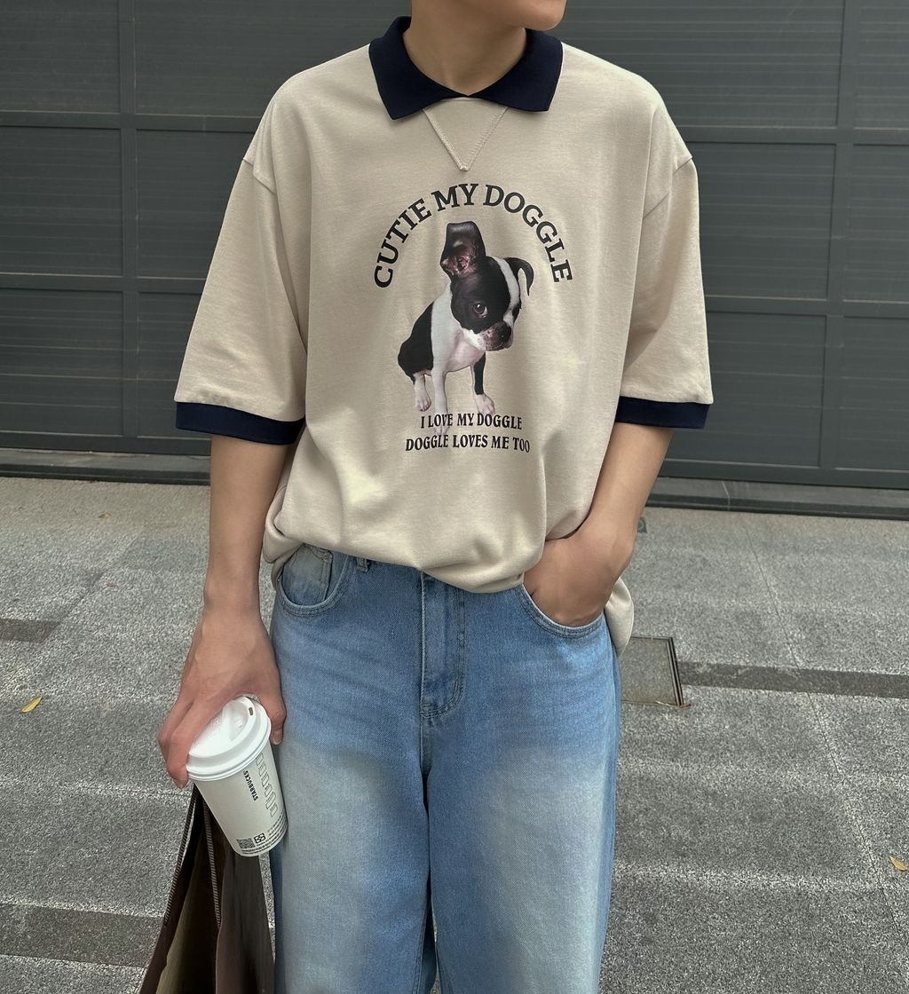 OPPAKOREA Cutie 翻領狗狗短T (3色)