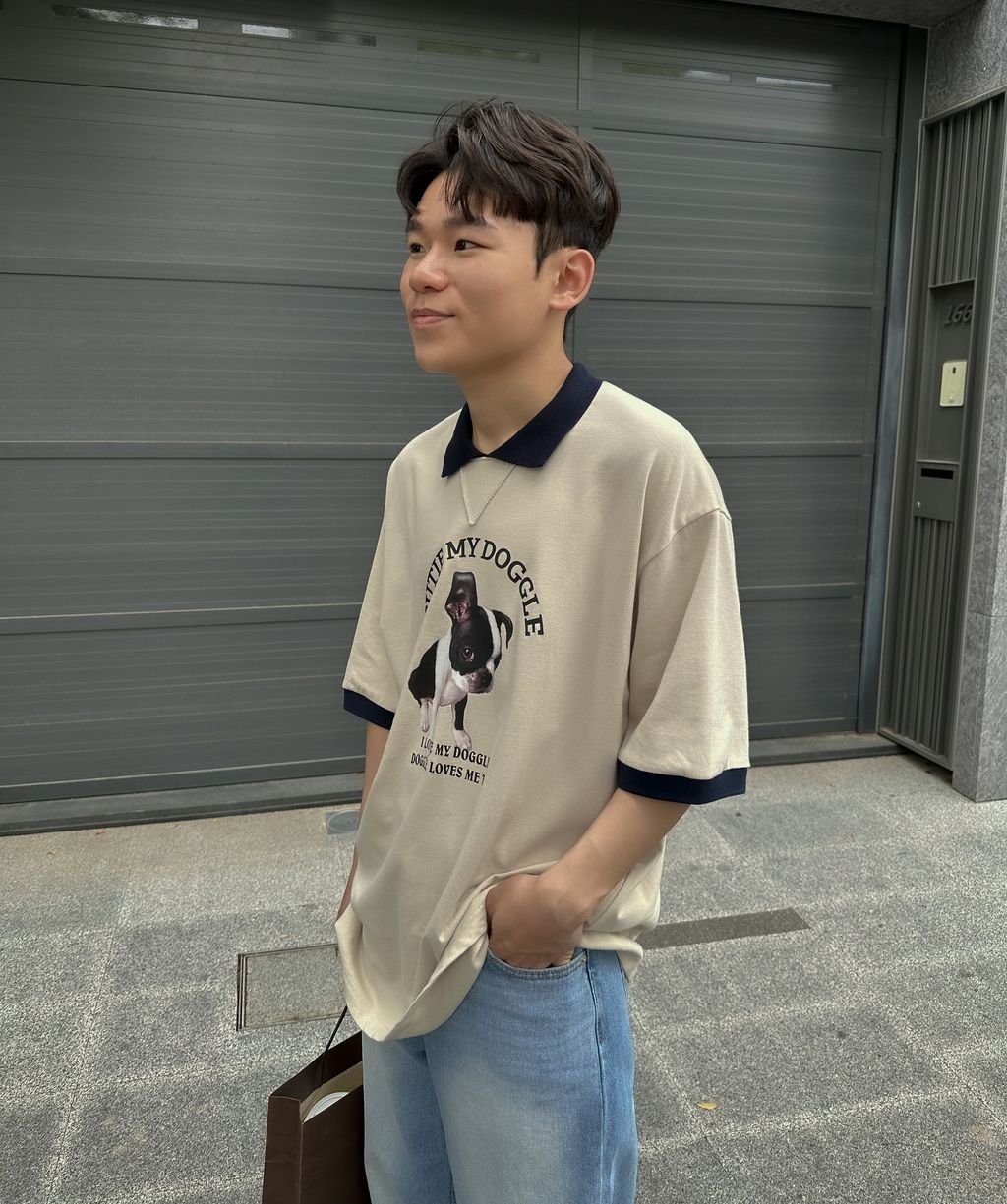OPPAKOREA Cutie 翻領狗狗短T (3色)