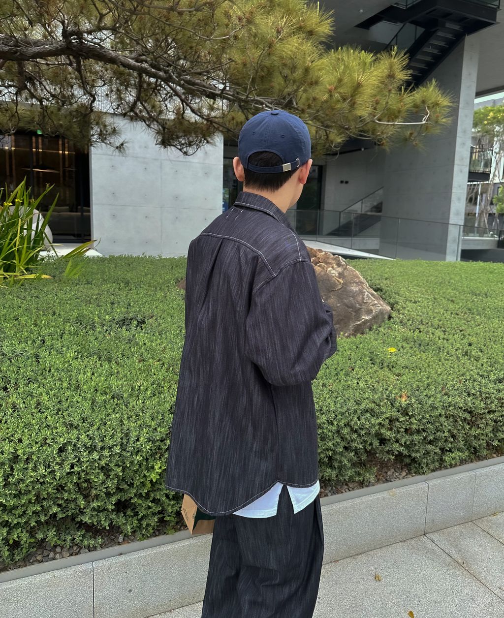 OPPAKOREA 兩褶細紋牛仔寬褲 (無染色單寧)(可搭配套裝)
