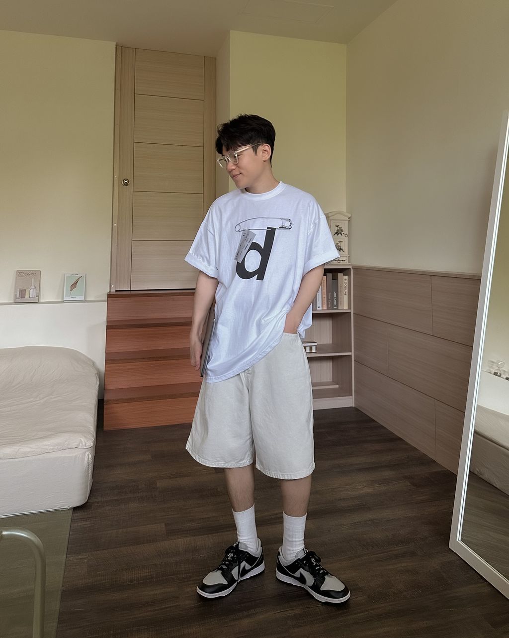 OPPAKOREA 水洗染色百慕達牛仔短褲 (5色) (100%有機棉單寧)