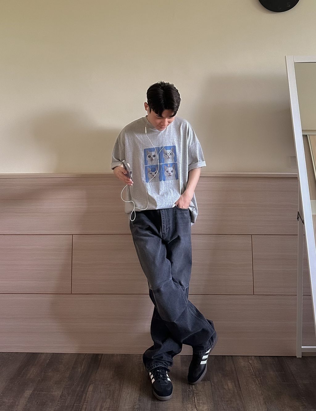 OPPAKOREA 酷貓咪圖像短T (2色)