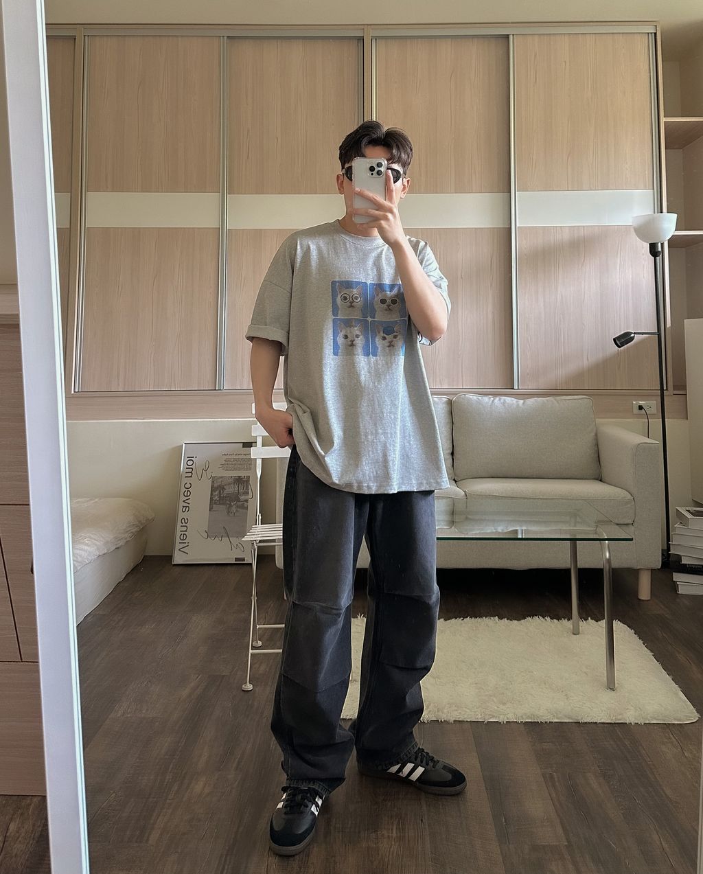 OPPAKOREA 酷貓咪圖像短T (2色)