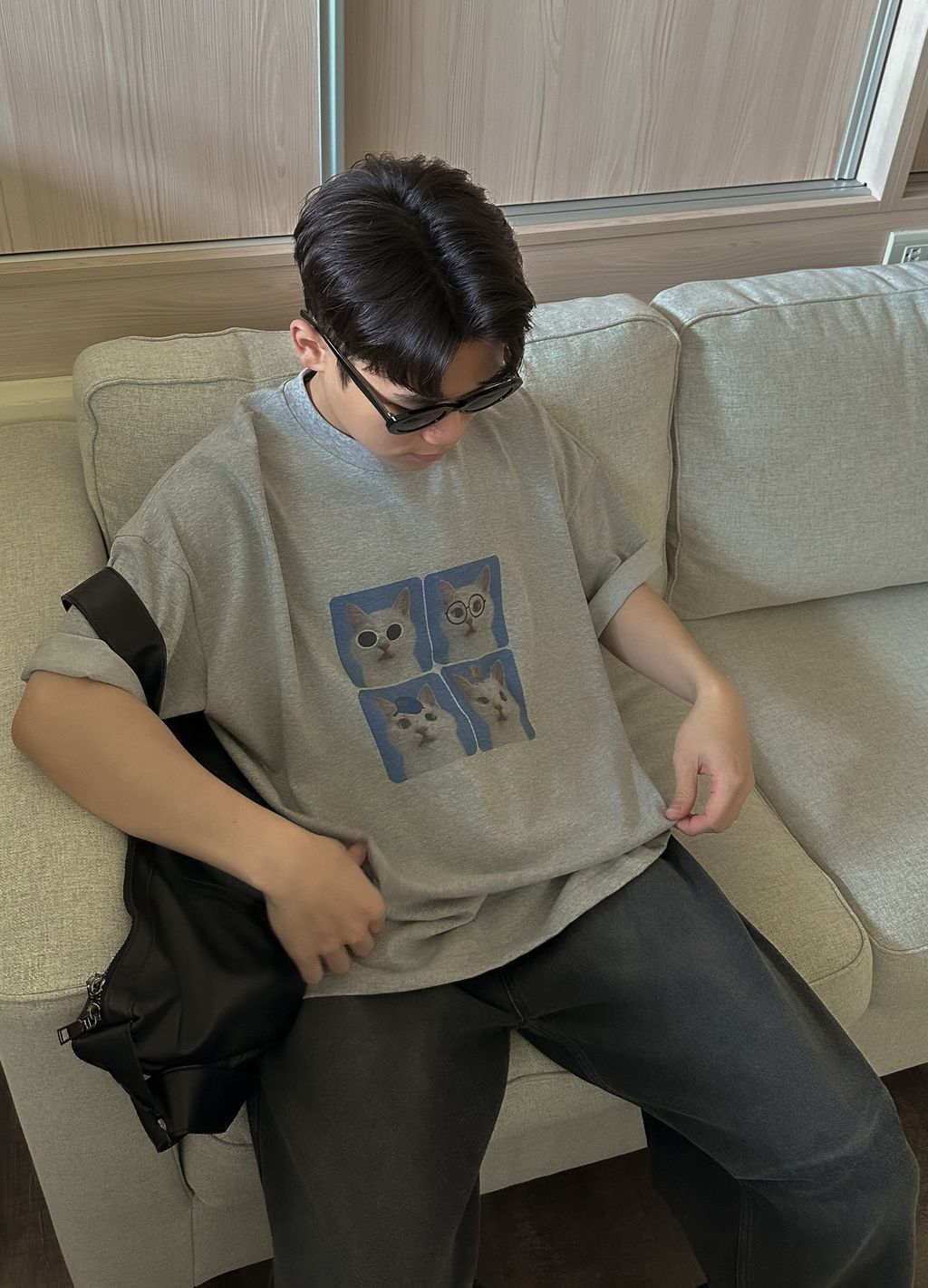 OPPAKOREA 酷貓咪圖像短T (2色)