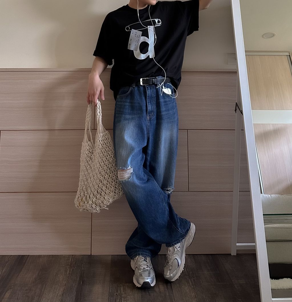 OPPAKOREA 水洗破壞繭型牛仔寬褲 (推薦單品!!!)