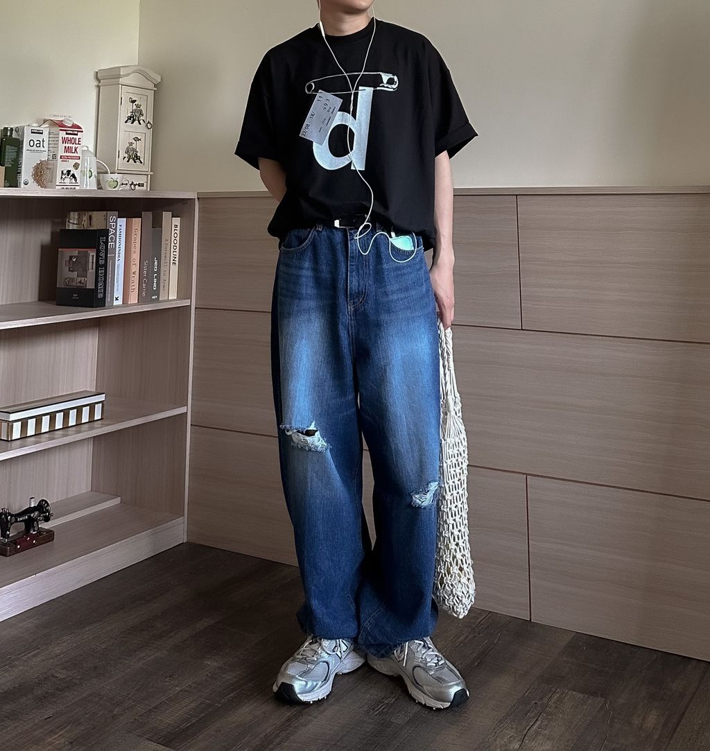 OPPAKOREA 水洗破壞繭型牛仔寬褲 (推薦單品!!!)