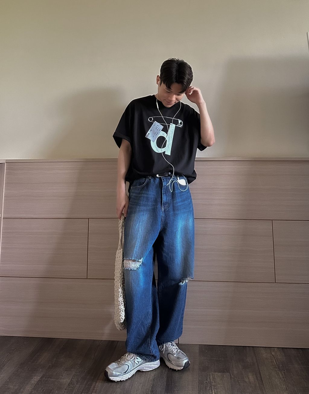 OPPAKOREA 水洗破壞繭型牛仔寬褲 (推薦單品!!!)