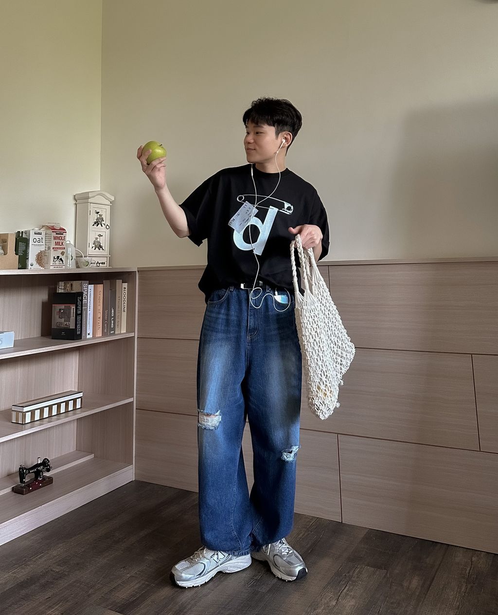 OPPAKOREA 水洗破壞繭型牛仔寬褲 (推薦單品!!!)