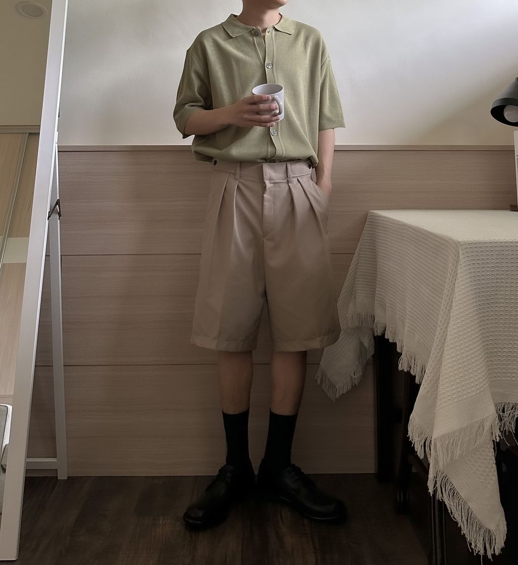 OPPAKOREA 側釦兩褶百慕達短褲 (3色)