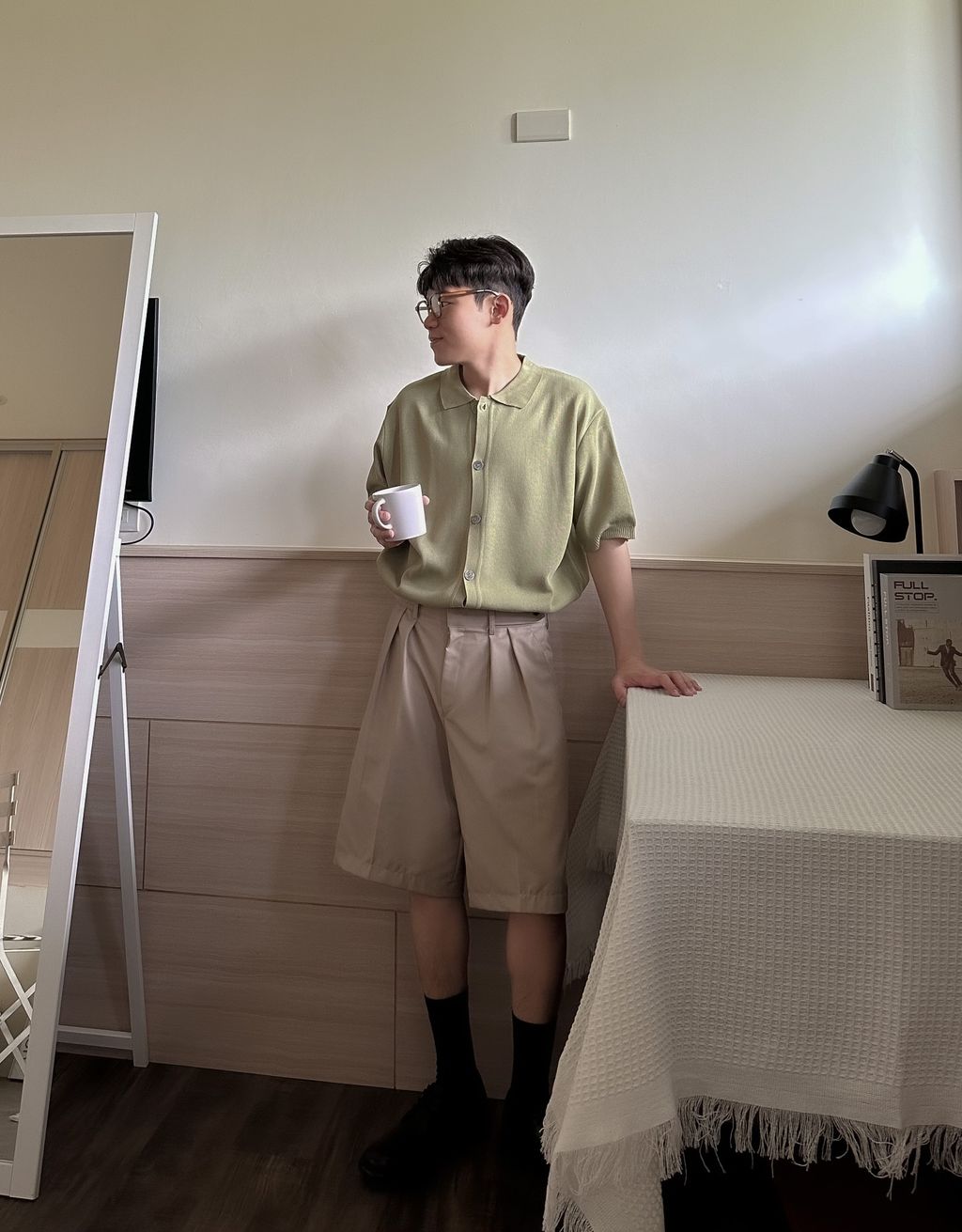OPPAKOREA 側釦兩褶百慕達短褲 (3色)