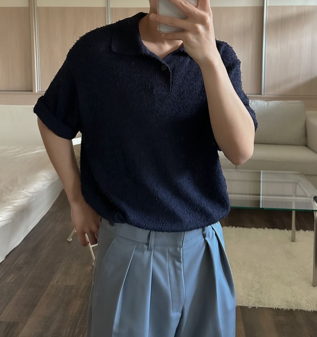 OPPAKOREA 開襟領毛圈針織短衫 (3色)
