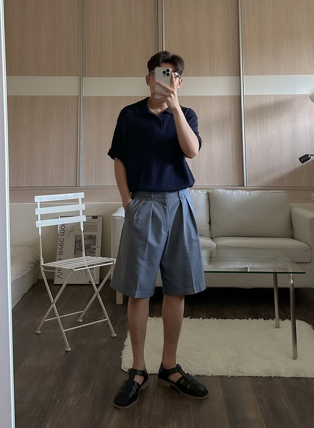 OPPAKOREA 開襟領毛圈針織短衫 (3色)