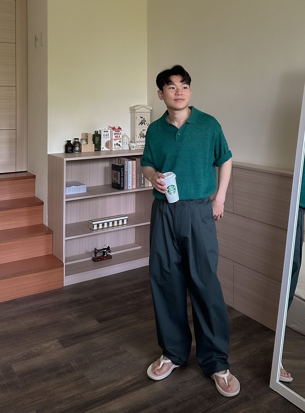 OPPAKOREA 開襟領毛圈針織短衫 (3色)