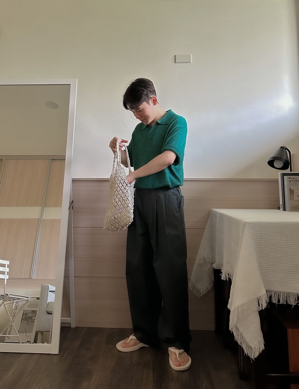 OPPAKOREA 開襟領毛圈針織短衫 (3色)