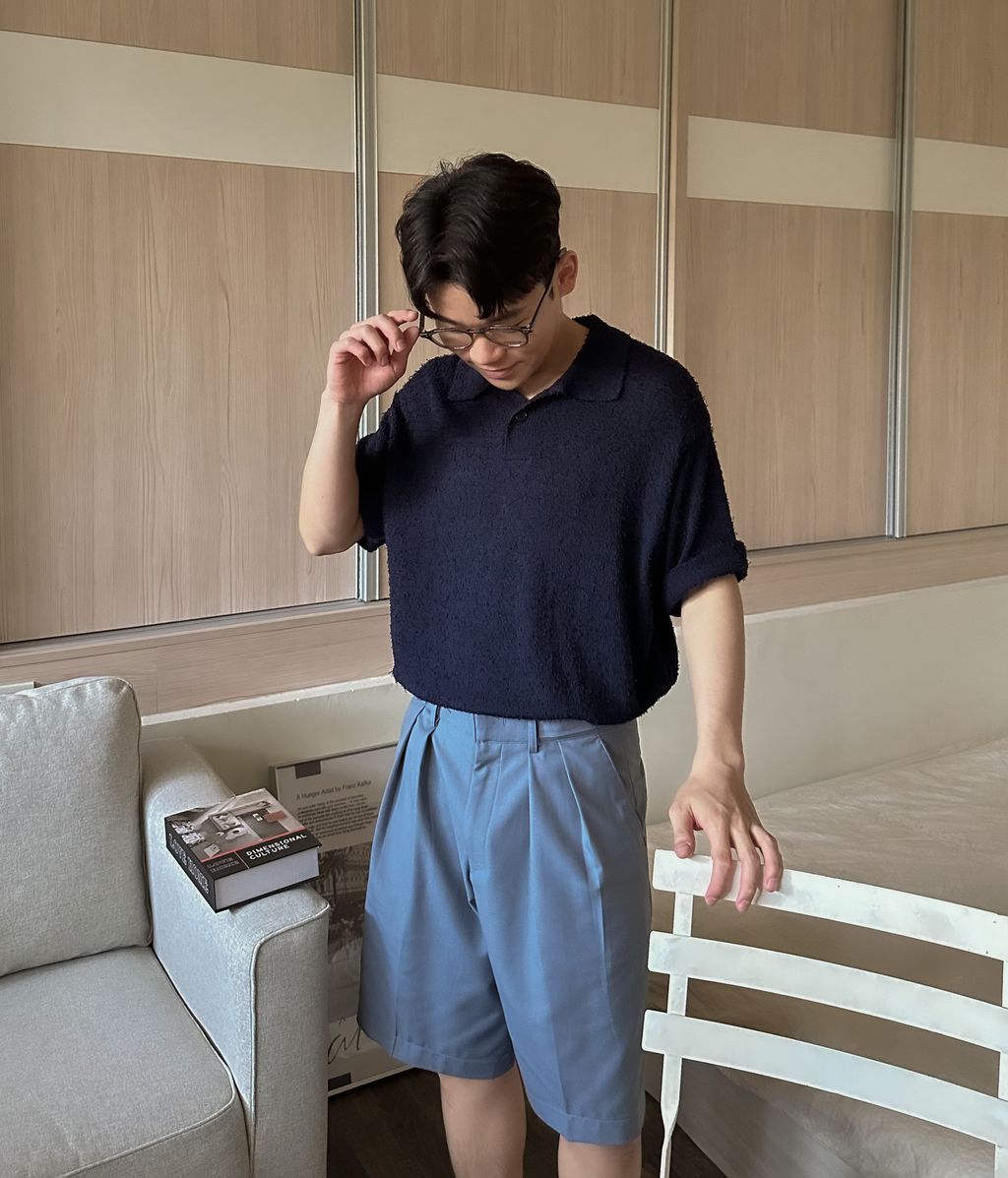 OPPAKOREA 開襟領毛圈針織短衫 (3色)