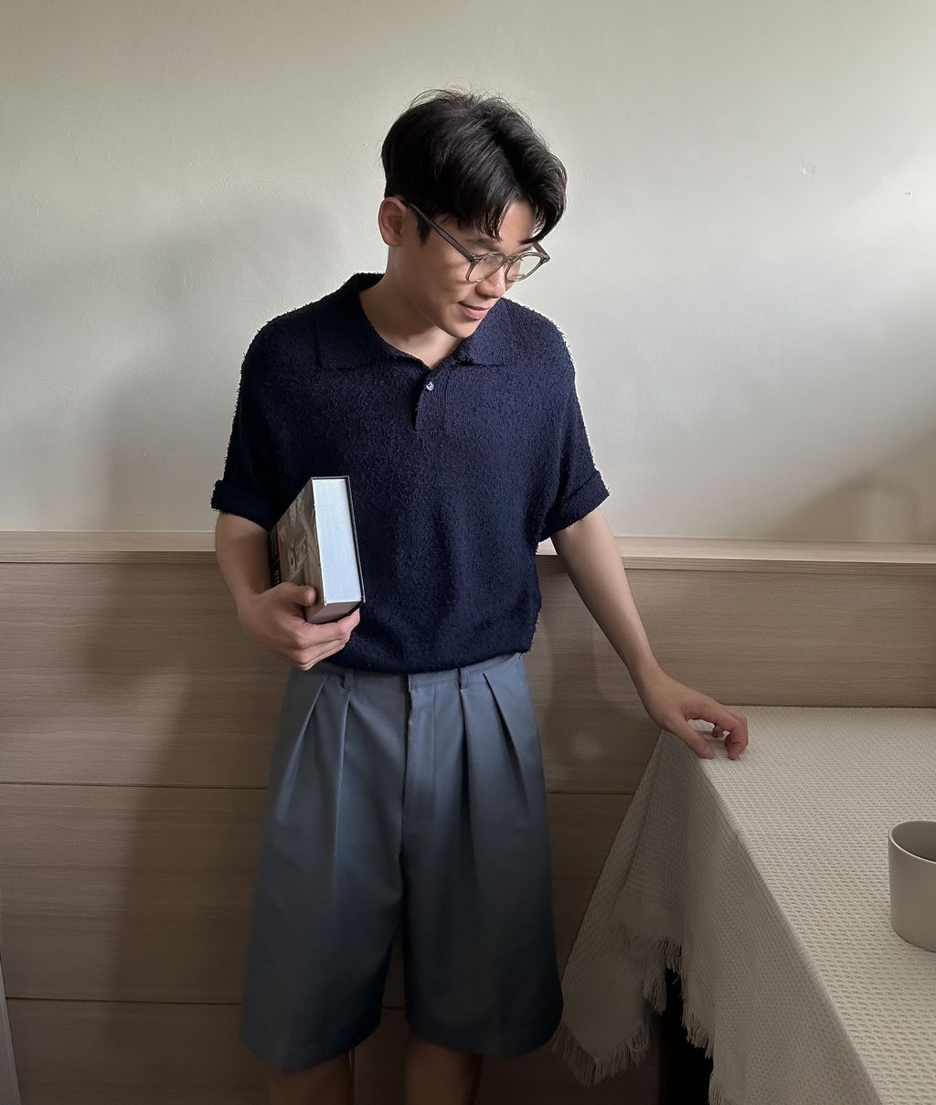 OPPAKOREA 開襟領毛圈針織短衫 (3色)