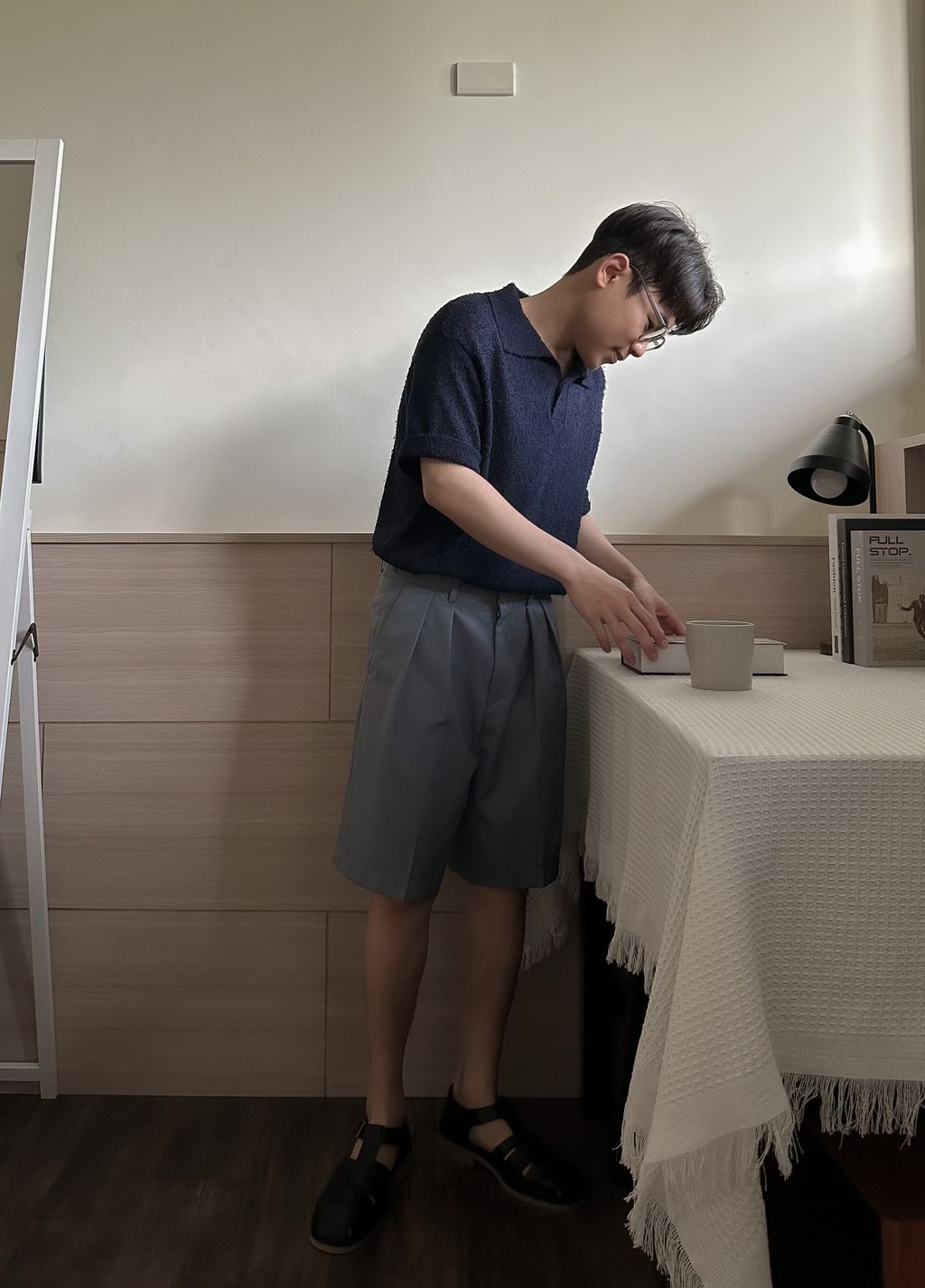 OPPAKOREA 開襟領毛圈針織短衫 (3色)