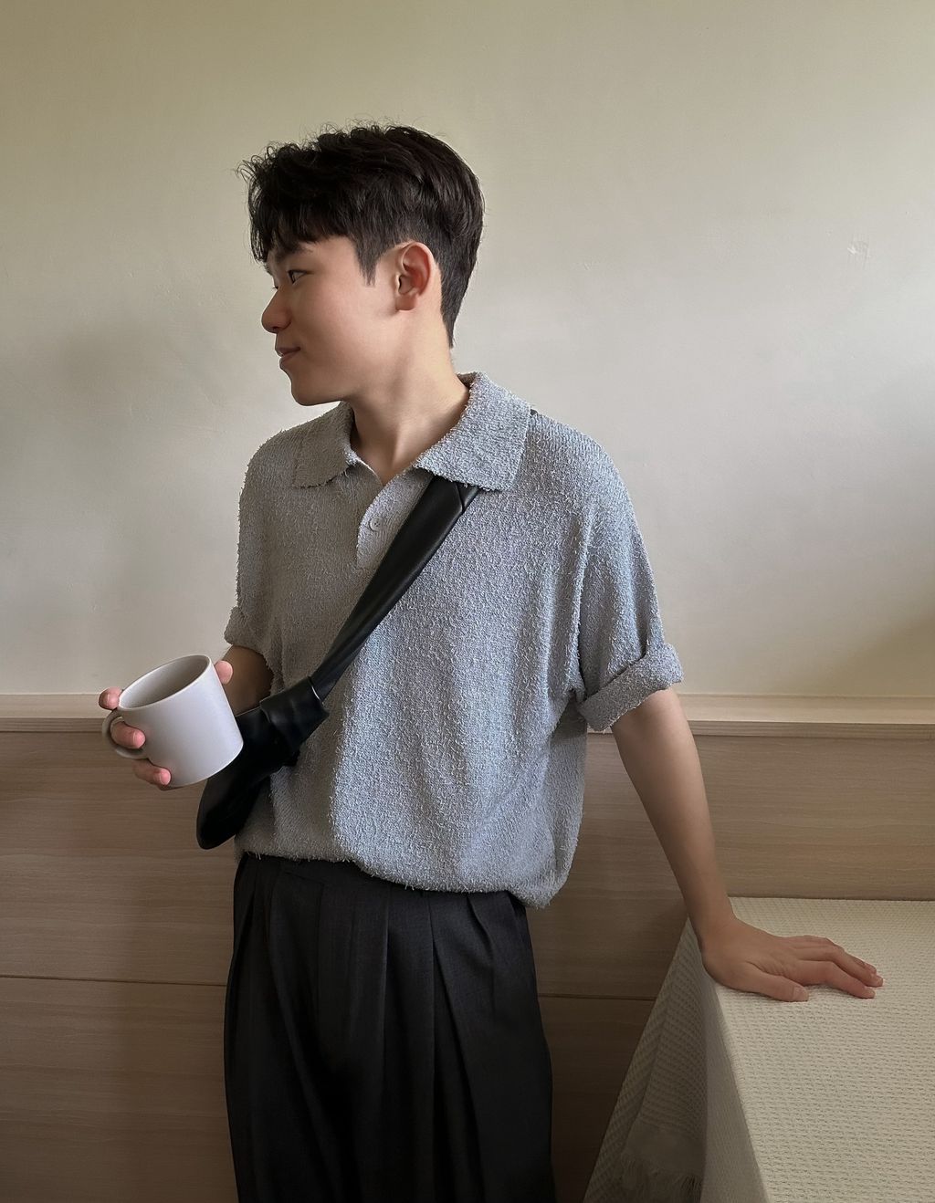 OPPAKOREA 開襟領毛圈針織短衫 (3色)