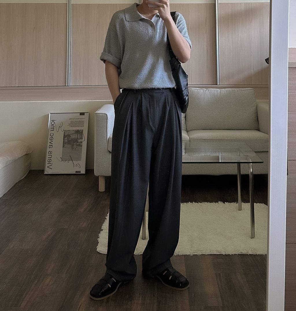OPPAKOREA 質感特殊打褶休閒寬褲 (2色) (推薦單品!!!)