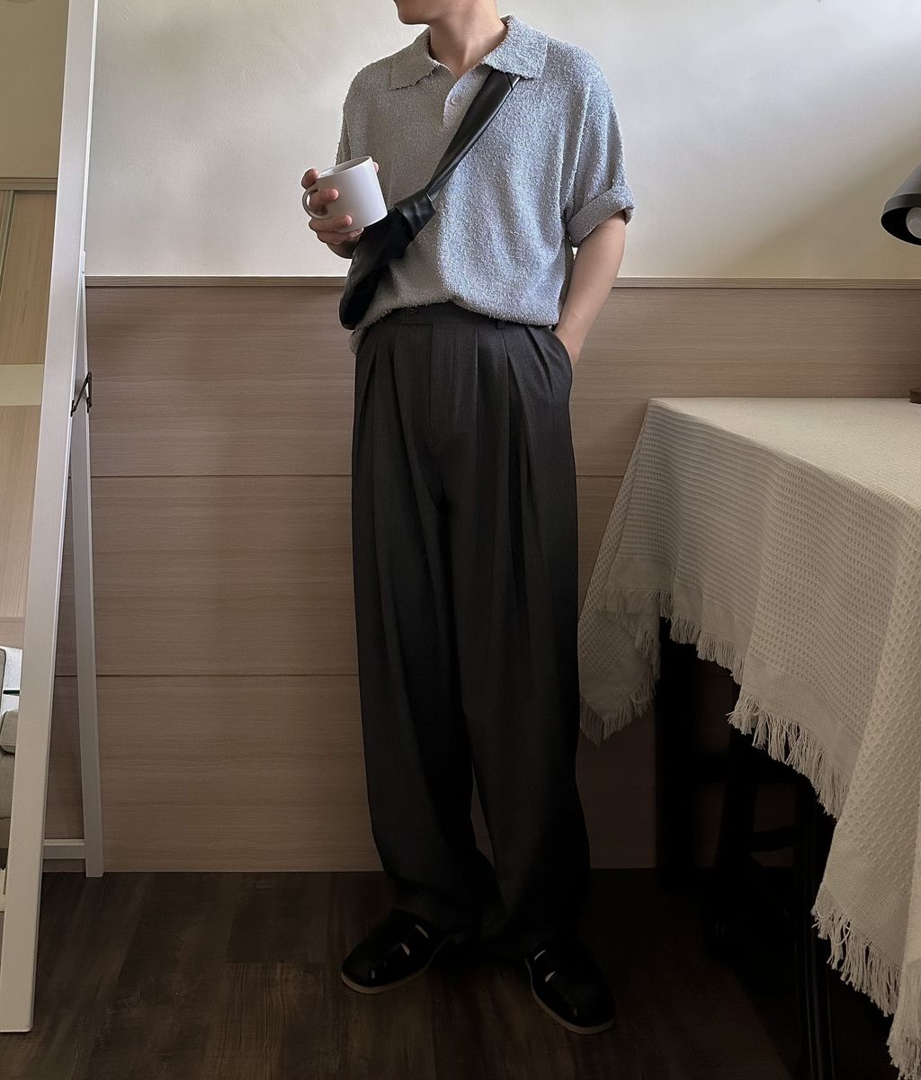 OPPAKOREA 質感特殊打褶休閒寬褲 (2色) (推薦單品!!!)