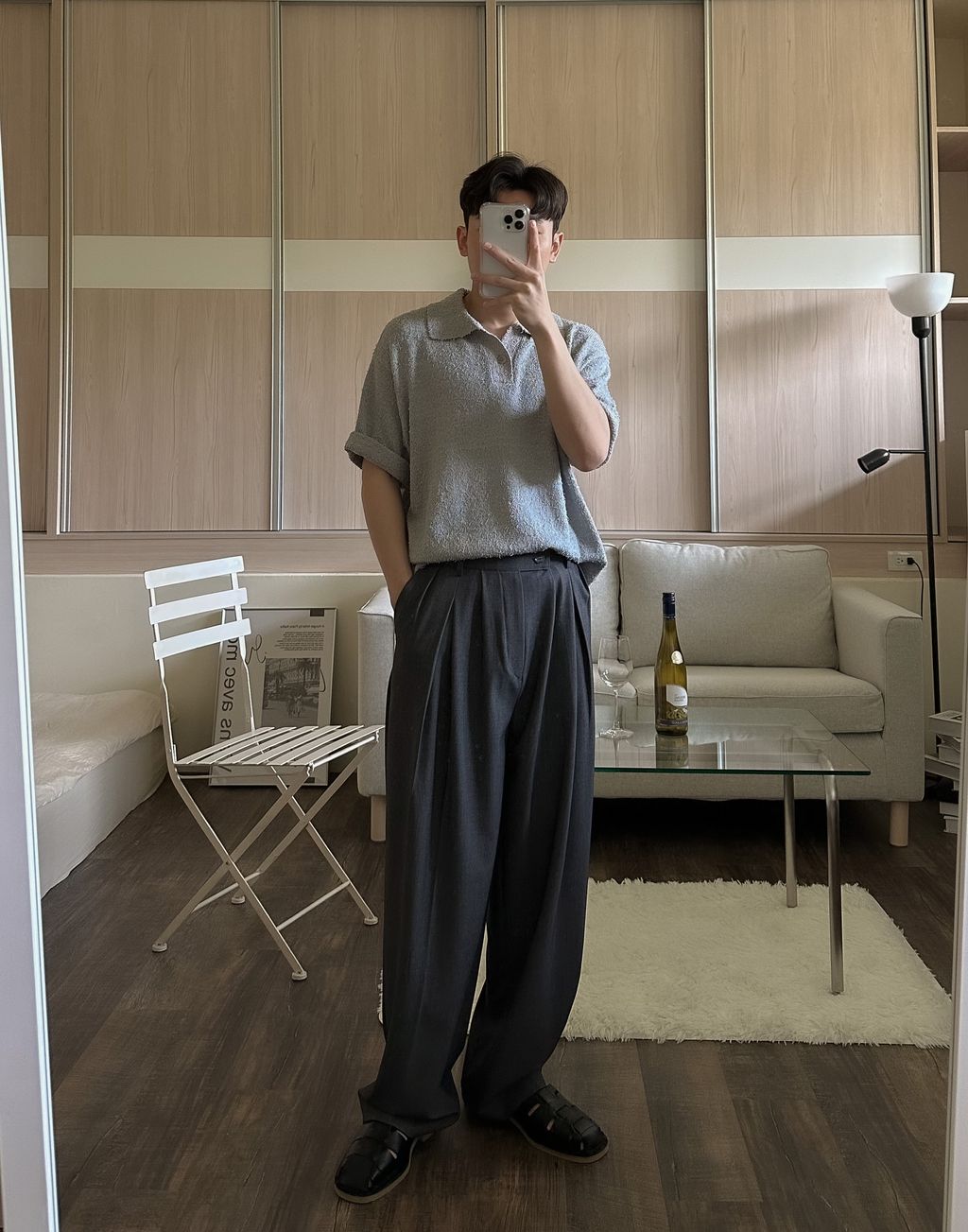 OPPAKOREA 質感特殊打褶休閒寬褲 (2色) (推薦單品!!!)
