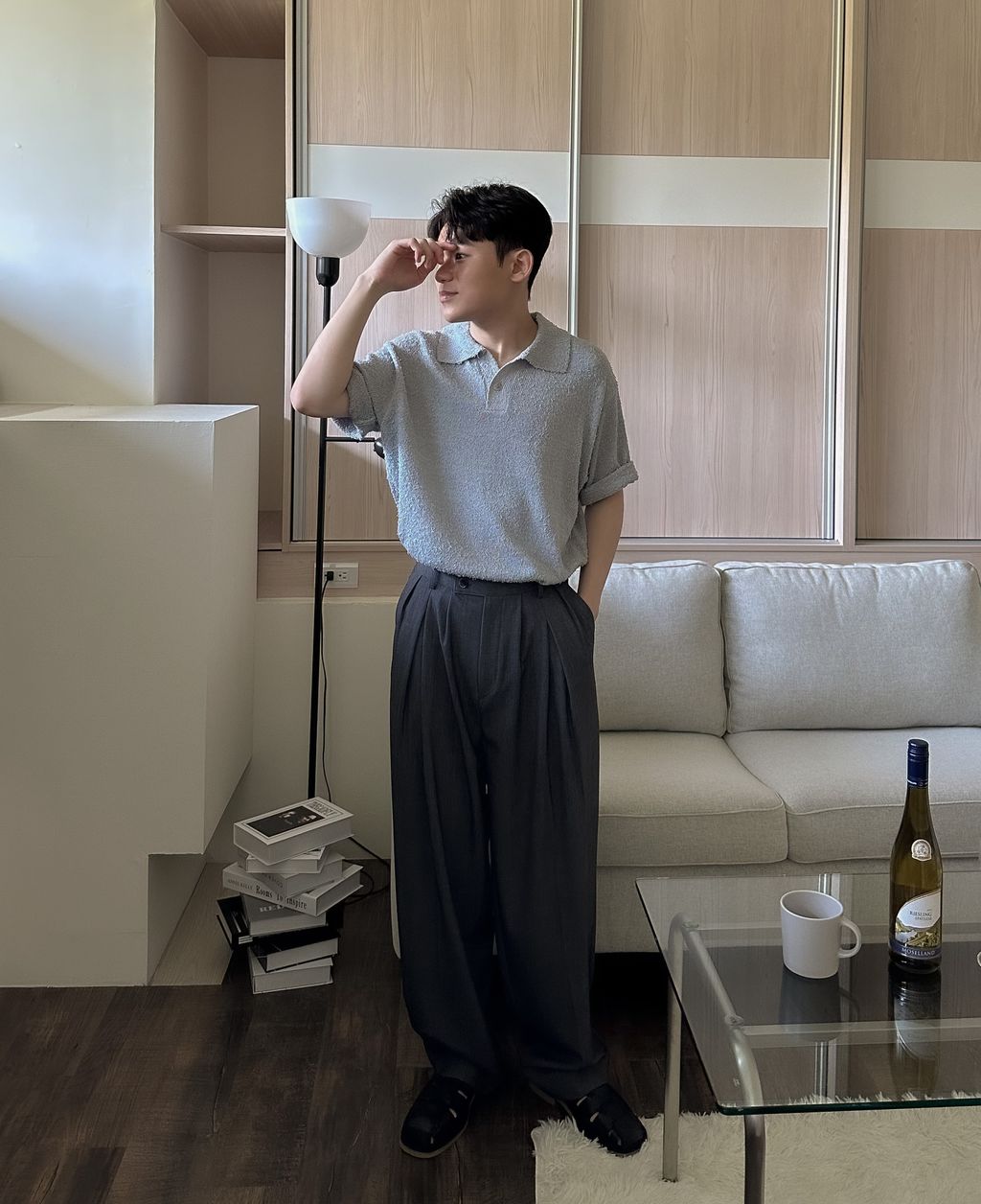 OPPAKOREA 質感特殊打褶休閒寬褲 (2色) (推薦單品!!!)
