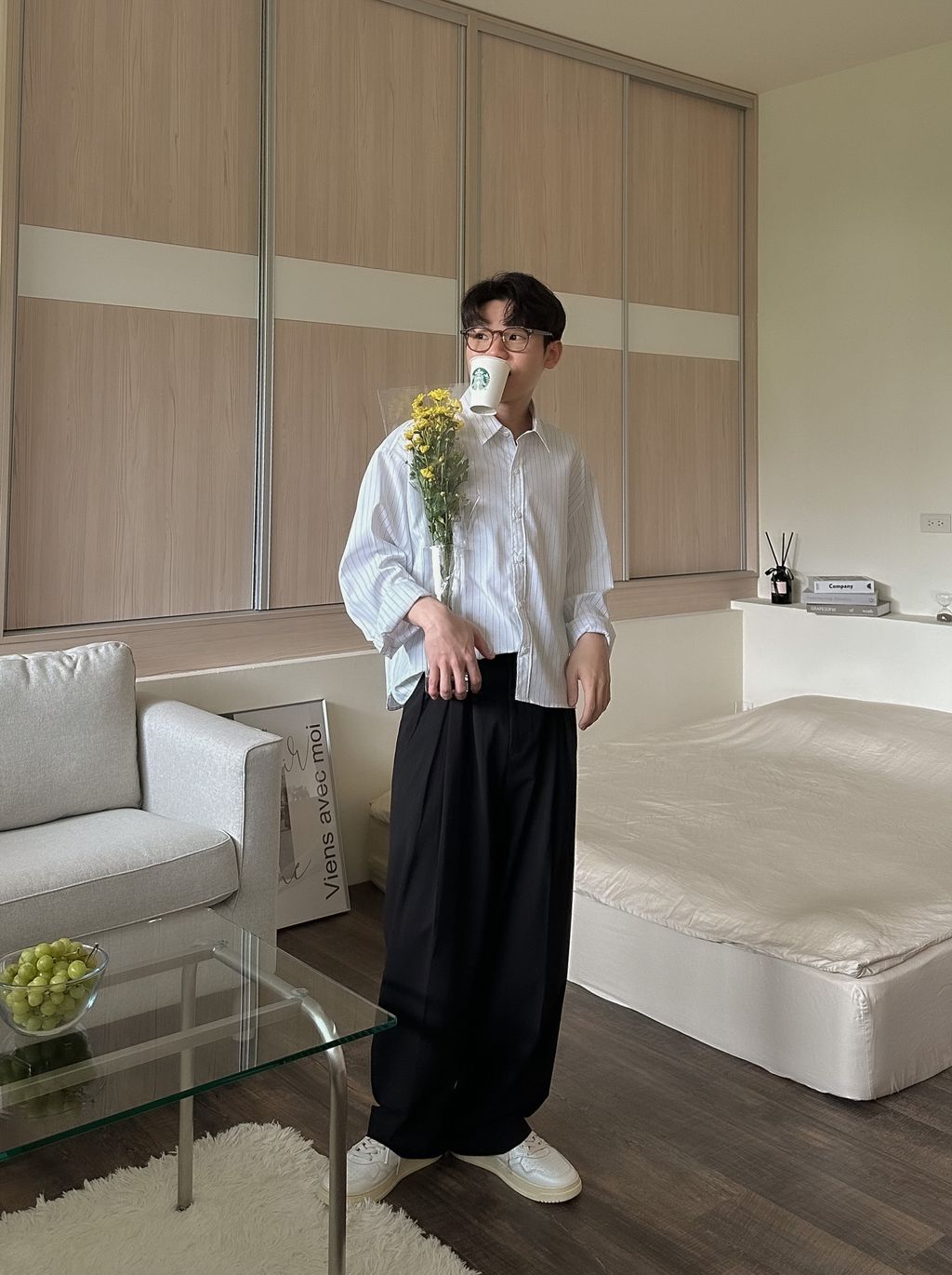 OPPAKOREA 質感特殊打褶休閒寬褲 (2色) (推薦單品!!!)