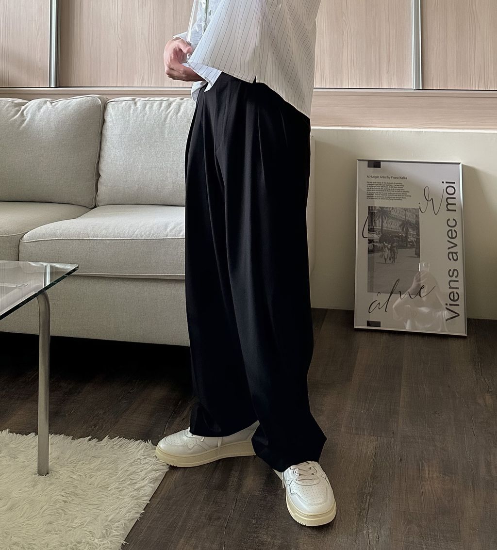OPPAKOREA 質感特殊打褶休閒寬褲 (2色) (推薦單品!!!)