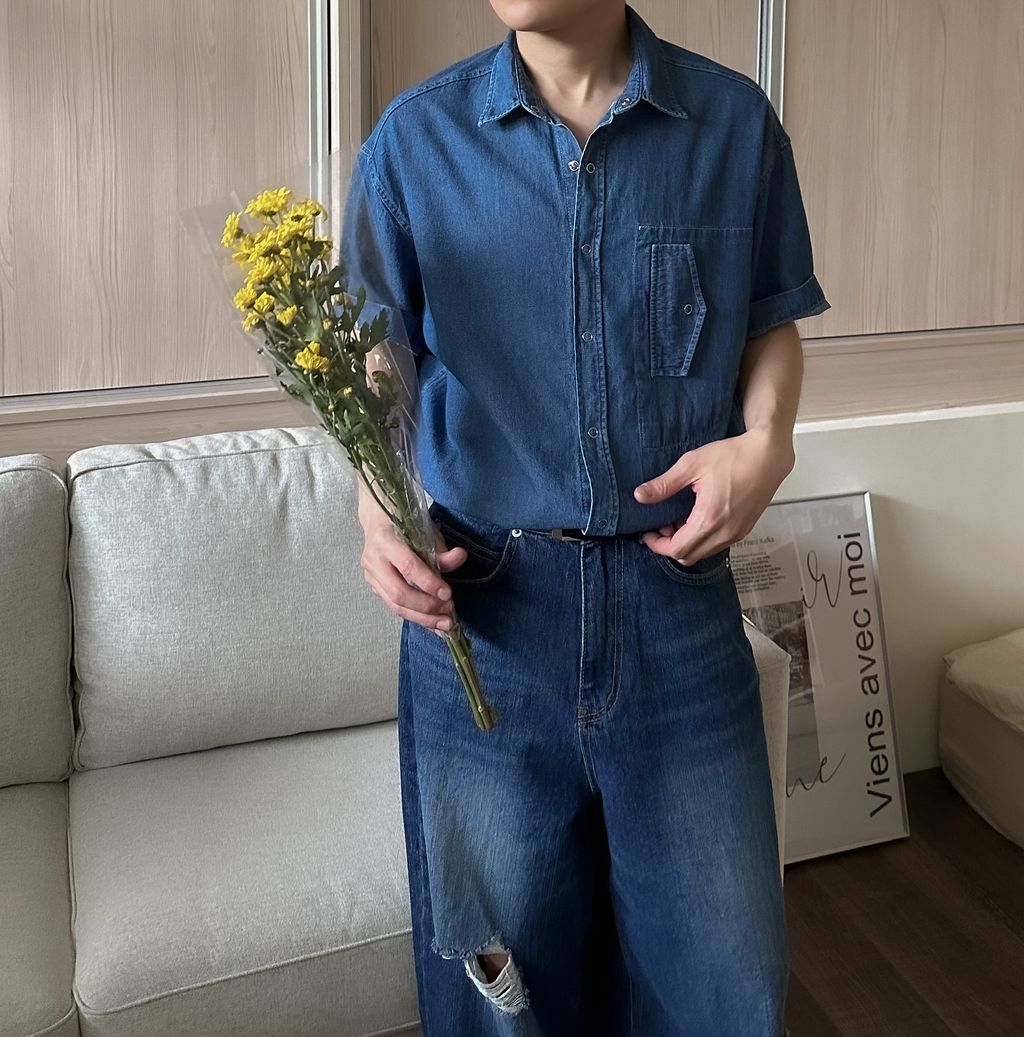 OPPAKOREA 水洗破壞繭型牛仔寬褲 (推薦單品!!!)