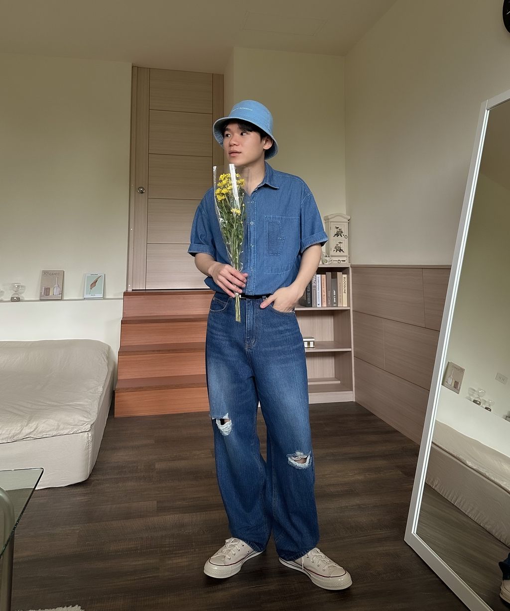 OPPAKOREA 水洗破壞繭型牛仔寬褲 (推薦單品!!!)