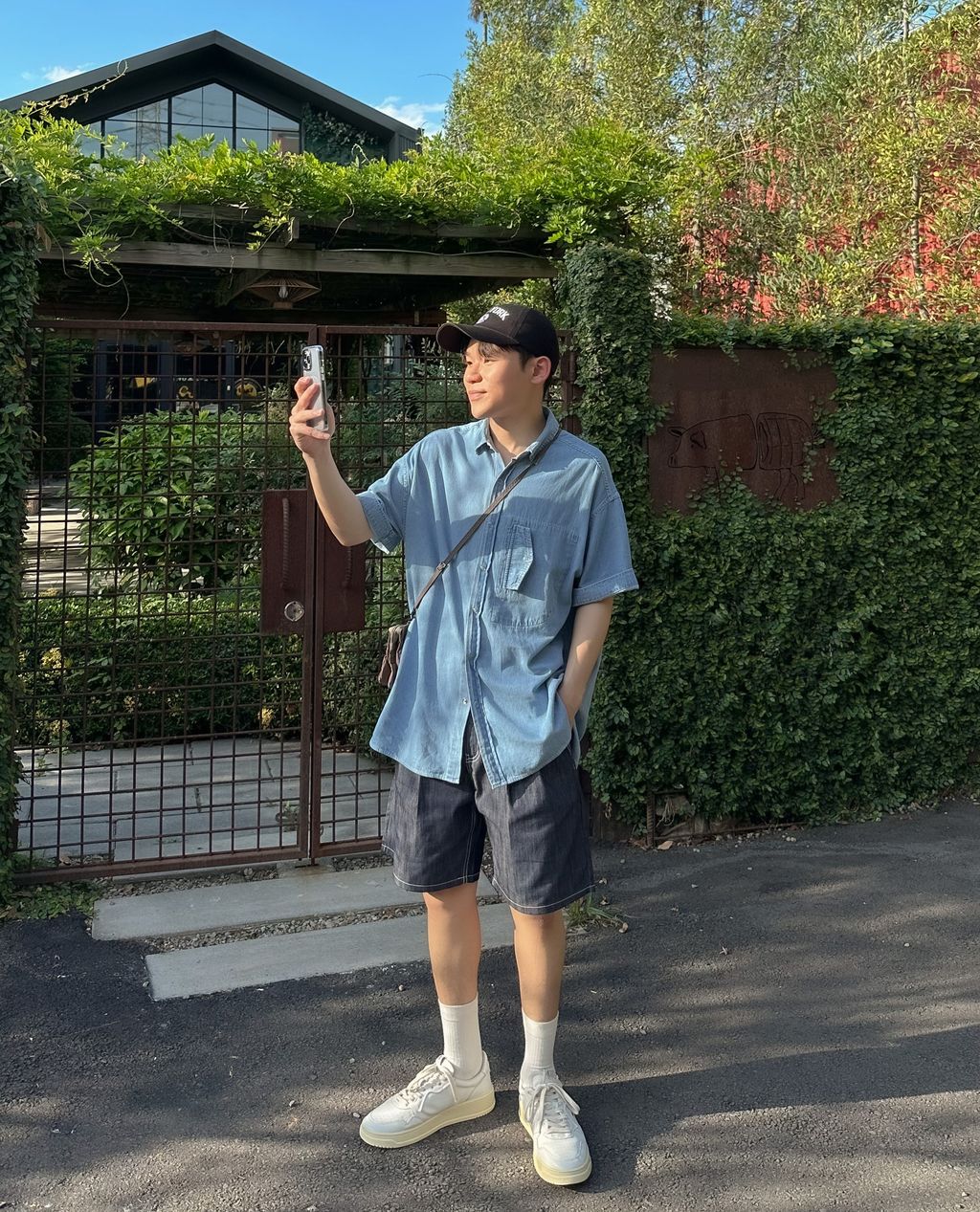 OPPAKOREA 側口袋牛仔短袖襯衫 (2色)