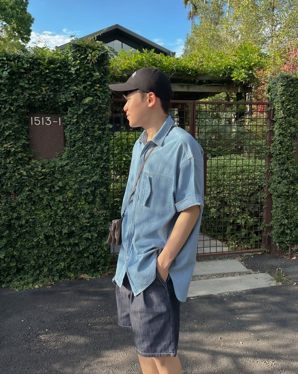 OPPAKOREA 側口袋牛仔短袖襯衫 (2色)