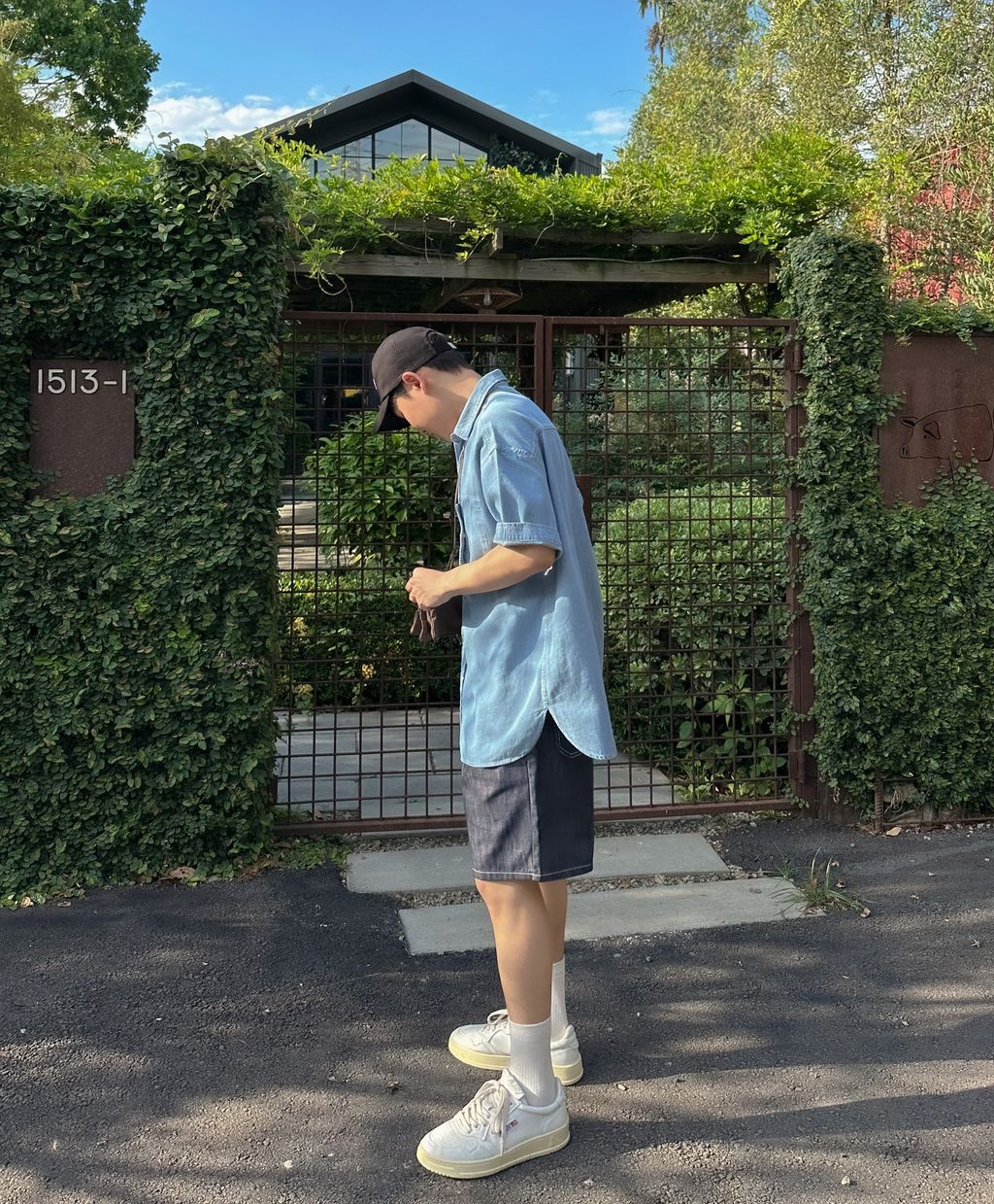 OPPAKOREA 側口袋牛仔短袖襯衫 (2色)