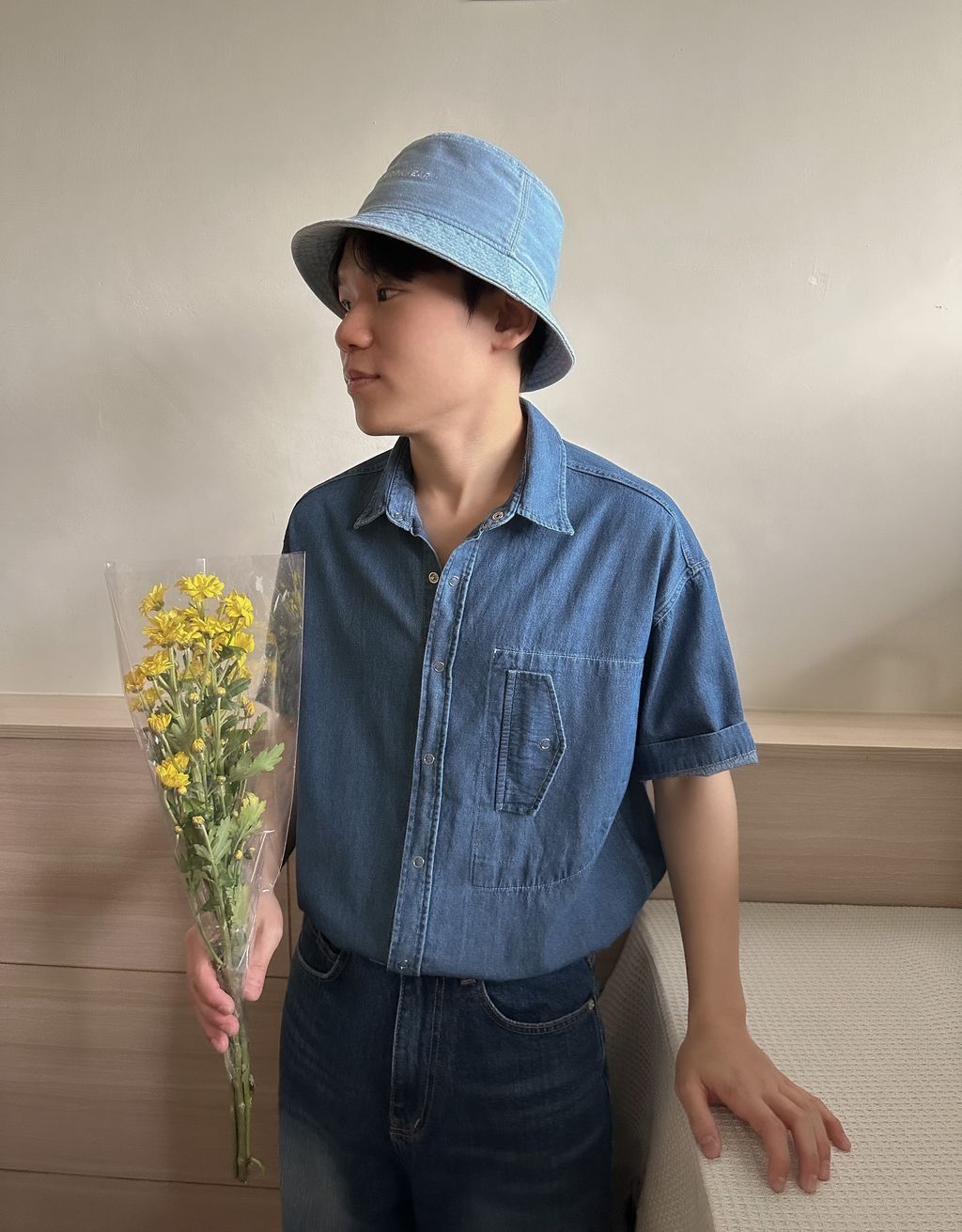 OPPAKOREA 側口袋牛仔短袖襯衫 (2色)