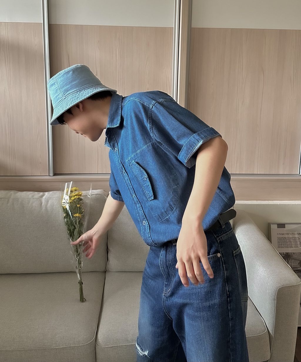 OPPAKOREA 側口袋牛仔短袖襯衫 (2色)