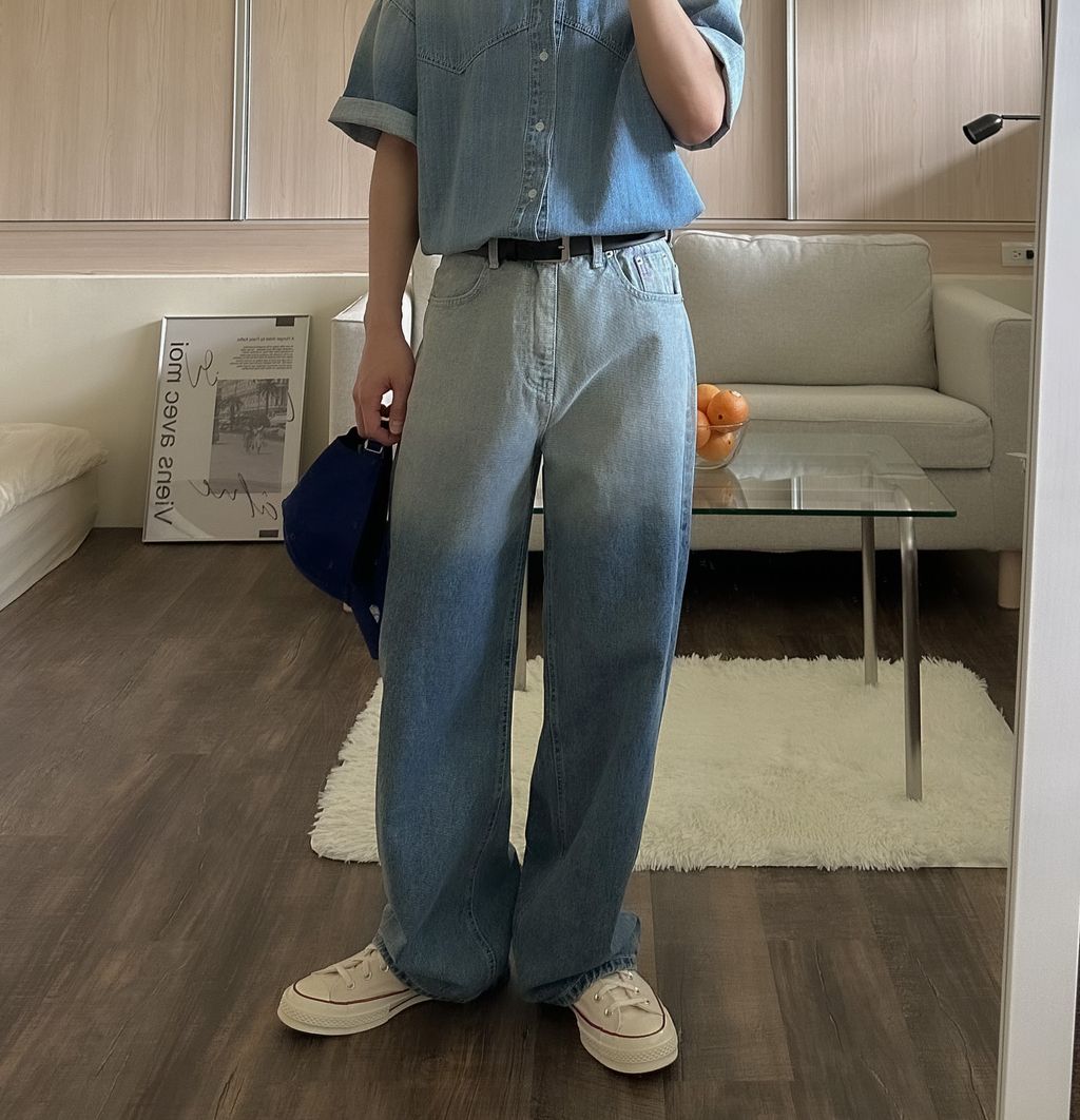 OPPAKOREA 水洗漸層牛仔寬褲 (推薦單品!!!) (可搭配套裝)